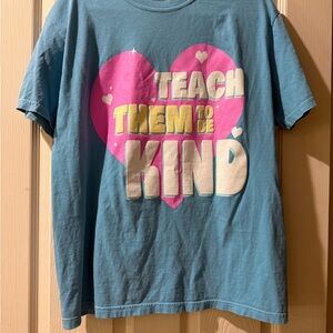 Comfort Colors Blue Tee with Pink Heart Graphic
